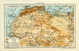 Sahara historische Landkarte Lithographie ca. 1912