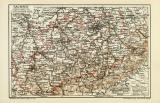 Sachsen Königreich I. Südlicher Teil historische Landkarte Lithographie ca. 1912