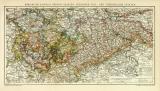 Königreich Sachsen Provinz Sachsen südlicher Teil und Thüringische Staaten historische Landkarte Lithographie ca. 1904
