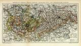 Königreich Sachsen Provinz Sachsen südlicher Teil und Thüringische Staaten historische Landkarte Lithographie ca. 1905