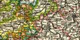 Königreich Sachsen Provinz Sachsen südlicher Teil und Thüringische Staaten historische Landkarte Lithographie ca. 1906
