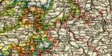 Königreich Sachsen Provinz Sachsen südlicher Teil und Thüringische Staaten historische Landkarte Lithographie ca. 1908