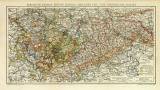 Königreich Sachsen Provinz Sachsen südlicher Teil und Thüringische Staaten historische Landkarte Lithographie ca. 1911