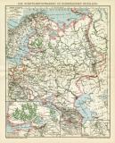 Die Schiffahrtsstrassen im Europäischen Russland historische Landkarte Lithographie ca. 1903
