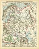 Die Schiffahrtsstrassen im Europäischen Russland historische Landkarte Lithographie ca. 1905