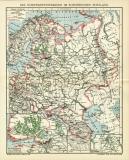 Die Schiffahrtsstrassen im Europäischen Russland historische Landkarte Lithographie ca. 1909
