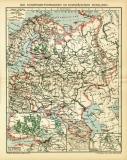 Die Schiffahrtsstrassen im Europäischen Russland historische Landkarte Lithographie ca. 1910