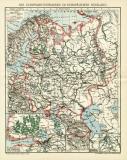 Die Schiffahrtsstrassen im Europäischen Russland historische Landkarte Lithographie ca. 1912