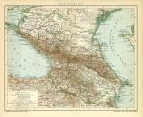 Kaukasien historische Landkarte Lithographie ca. 1902