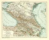Kaukasien historische Landkarte Lithographie ca. 1907
