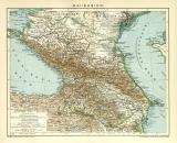 Kaukasien historische Landkarte Lithographie ca. 1909