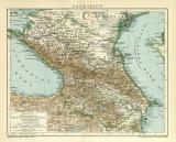 Kaukasien historische Landkarte Lithographie ca. 1912