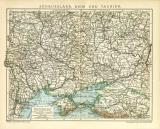 Südrussland Krim und Taurien historische Landkarte Lithographie ca. 1903