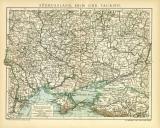Südrussland Krim und Taurien historische Landkarte Lithographie ca. 1905