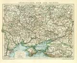 Südrussland Krim und Taurien historische Landkarte Lithographie ca. 1907