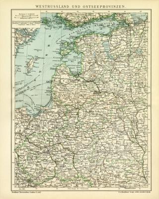 Westrussland und Ostseeprovinzen historische Landkarte Lithographie ca. 1905