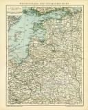 Westrussland und Ostseeprovinzen historische Landkarte Lithographie ca. 1905