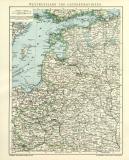 Westrussland und Ostseeprovinzen historische Landkarte Lithographie ca. 1907