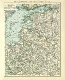 Westrussland und Ostseeprovinzen historische Landkarte Lithographie ca. 1912