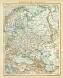 Europäisches Russland historische Landkarte Lithographie ca. 1904