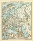 Europäisches Russland historische Landkarte Lithographie ca. 1905