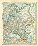 Europäisches Russland historische Landkarte Lithographie ca. 1909