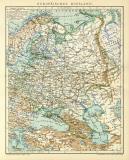 Europäisches Russland historische Landkarte Lithographie ca. 1911