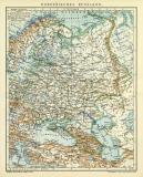 Europäisches Russland historische Landkarte Lithographie ca. 1912
