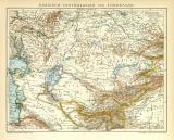 Russisch Centralasien und Turkestan historische Landkarte Lithographie ca. 1905