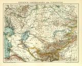 Russisch Centralasien und Turkestan historische Landkarte Lithographie ca. 1910