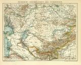 Russisch Centralasien und Turkestan historische Landkarte Lithographie ca. 1911
