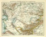 Russisch Centralasien und Turkestan historische Landkarte Lithographie ca. 1912