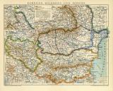 Rumänien Bulgarien und Serbien historische Landkarte...