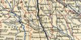 Rumänien Bulgarien und Serbien historische Landkarte Lithographie ca. 1904