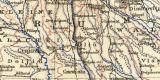 Rumänien Bulgarien und Serbien historische Landkarte Lithographie ca. 1905