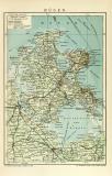Rügen historische Landkarte Lithographie ca. 1909