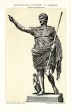 Römische Kunst I. Augustus Statue aus Prima Porta historische Bildtafel Lithographie ca. 1902