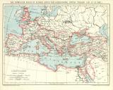 Das Römische Reich in seiner grössten Ausdehnung unter Trajan 98 - 117 n. Chr. historische Landkarte Lithographie ca. 1908