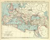 Das Römische Reich in seiner grössten Ausdehnung unter Trajan 98 - 117 n. Chr. historische Landkarte Lithographie ca. 1912