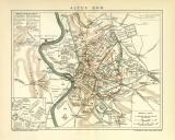 Altes Rom historische Landkarte Lithographie ca. 1908