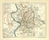 Altes Rom historische Landkarte Lithographie ca. 1911