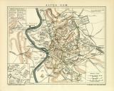 Altes Rom historische Landkarte Lithographie ca. 1912