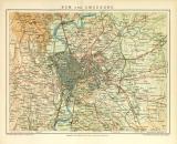 Rom und Umgebung historischer Stadtplan Karte Lithographie ca. 1903