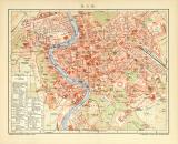 Rom historischer Stadtplan Karte Lithographie ca. 1904