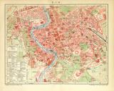 Rom historischer Stadtplan Karte Lithographie ca. 1905