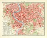 Rom historischer Stadtplan Karte Lithographie ca. 1907