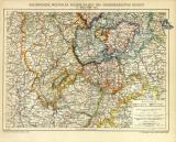 Rheinprovinz Westfalen Hessen Nassau und Grossherzogtum Hessen II. Südlicher Teil historische Landkarte Lithographie ca. 1903