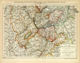 Rheinprovinz Westfalen Hessen Nassau und Grossherzogtum Hessen II. Südlicher Teil historische Landkarte Lithographie ca. 1905