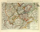 Rheinprovinz Westfalen Hessen Nassau und Grossherzogtum Hessen II. Südlicher Teil historische Landkarte Lithographie ca. 1908