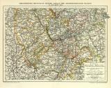 Rheinprovinz Westfalen Hessen Nassau und Grossherzogtum Hessen II. Südlicher Teil historische Landkarte Lithographie ca. 1912